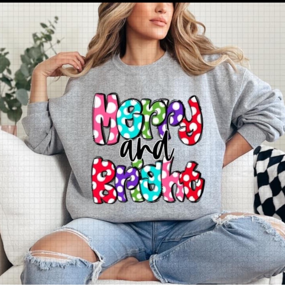 NEW CUSTOM “MERRY AND BRIGHT” CHRISTMAS SHIRT